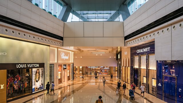 Spacious luxury shopping mall interior Florida