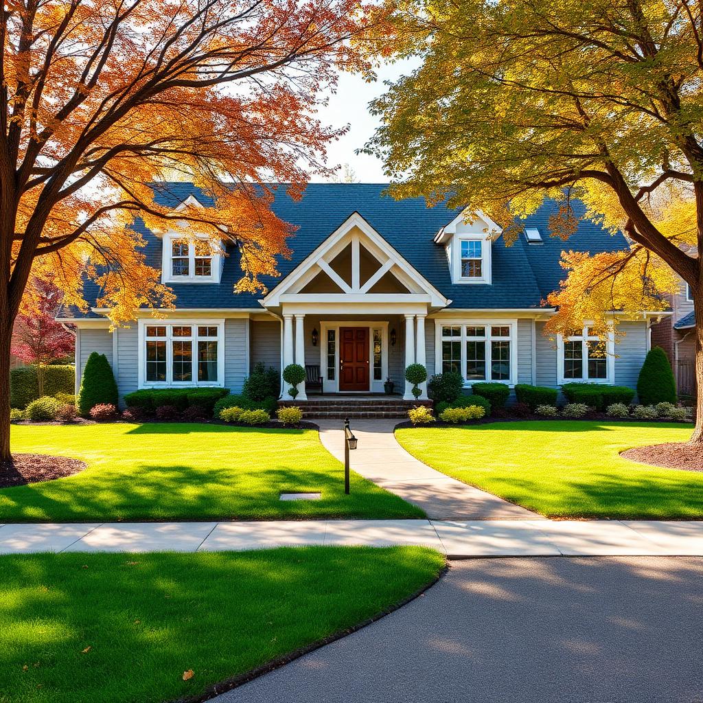 Greenwich CT real estate home with curb appeal in autumn
