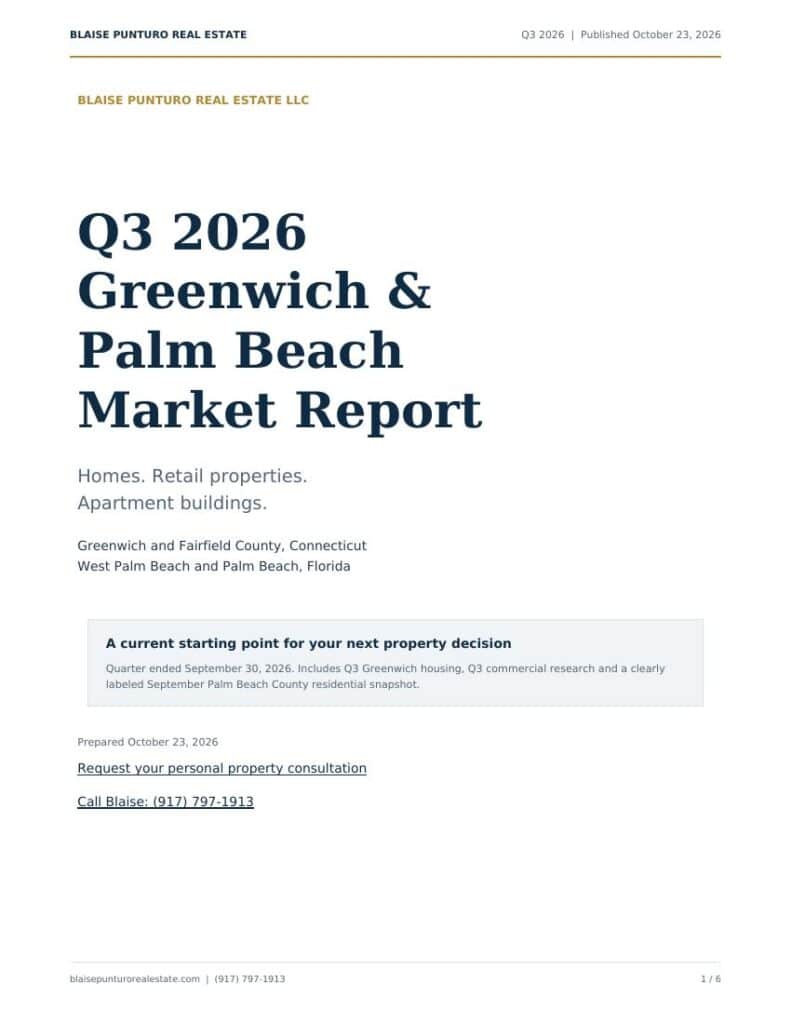 Q3 2026 Greenwich and Palm Beach real estate market report cover